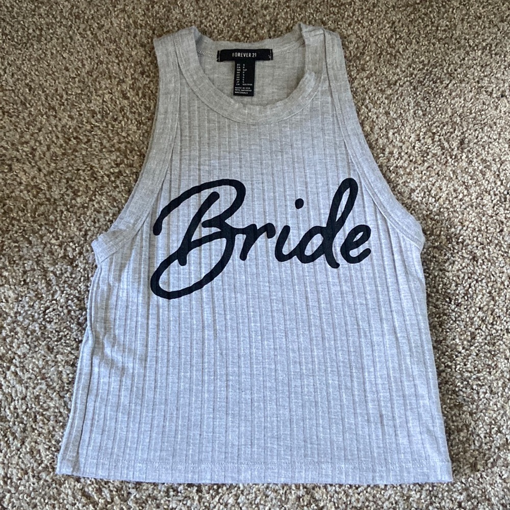 Forever 21: Cropped Grey and Black Bride Tank Top